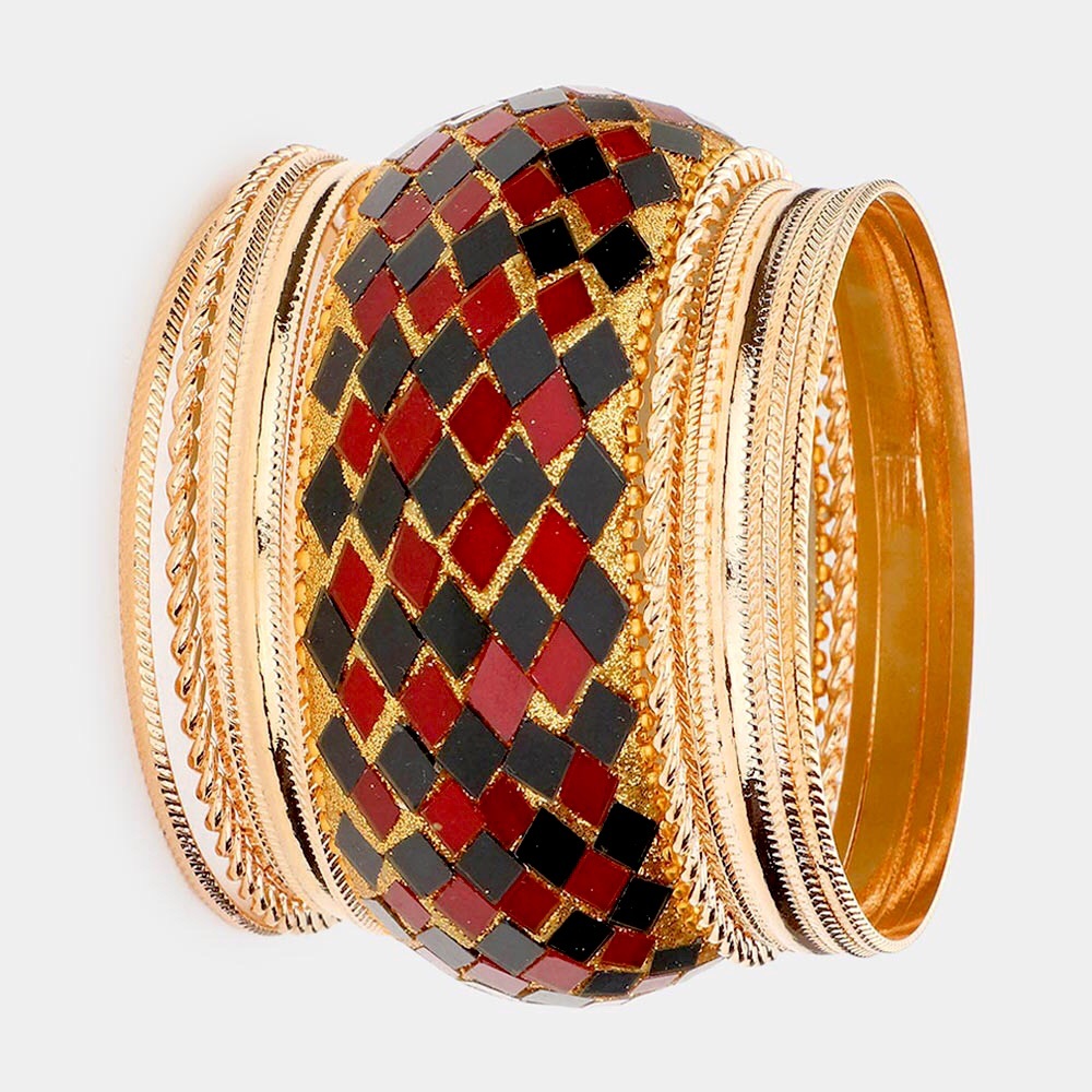 11 PCS Gold Multi Layered Bangle Stacking Bracelets